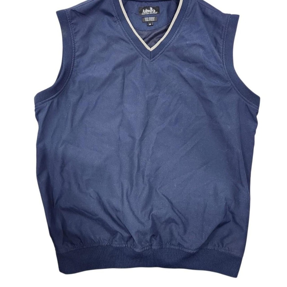 Weather Systems Mens Navy Golf Windbreaker Vest V-Neck Ashworth